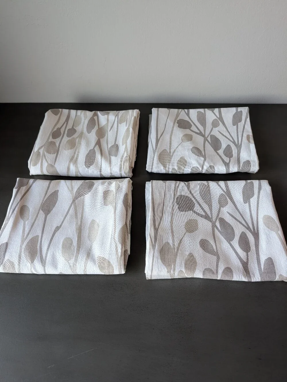 4 DKNY Cream Gray 100% Cotton Curtain Size 82